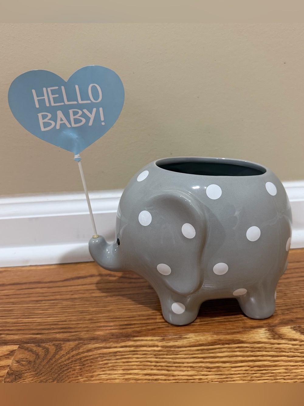 Gray Polka Dot Elephant flower pot